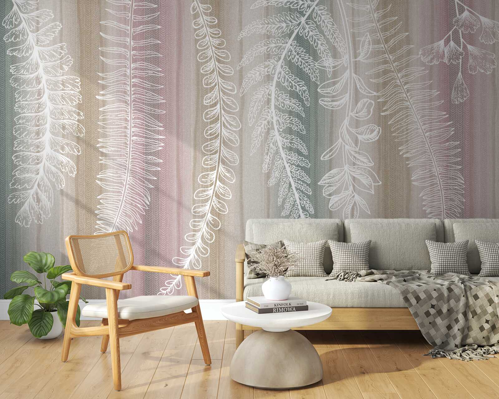 Papier peint les feuilles sont blanches avec un motif abstrait