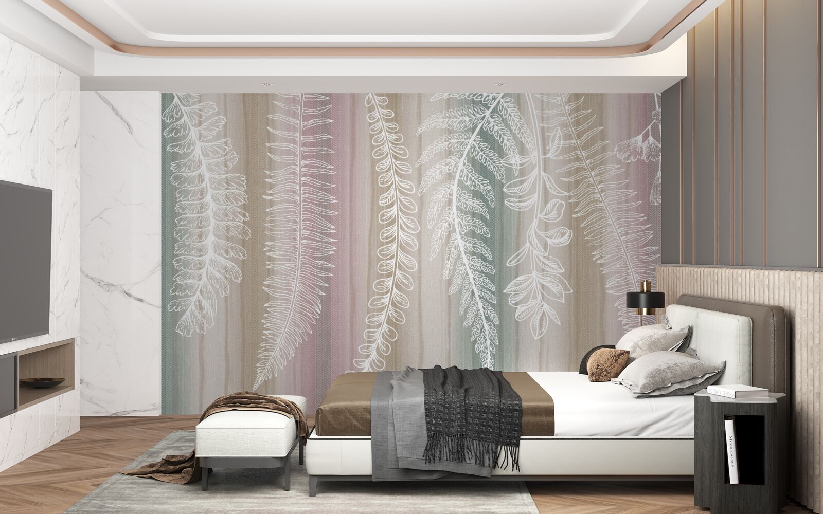 Papier peint les feuilles sont blanches avec un motif abstrait