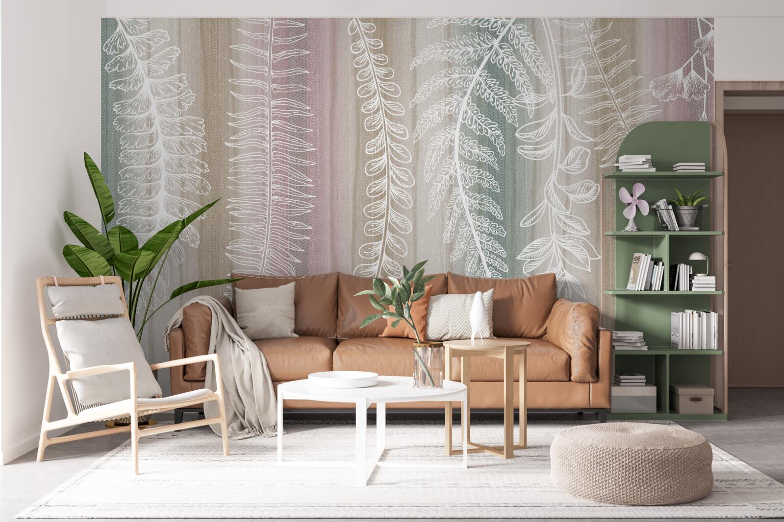 Papier peint les feuilles sont blanches avec un motif abstrait