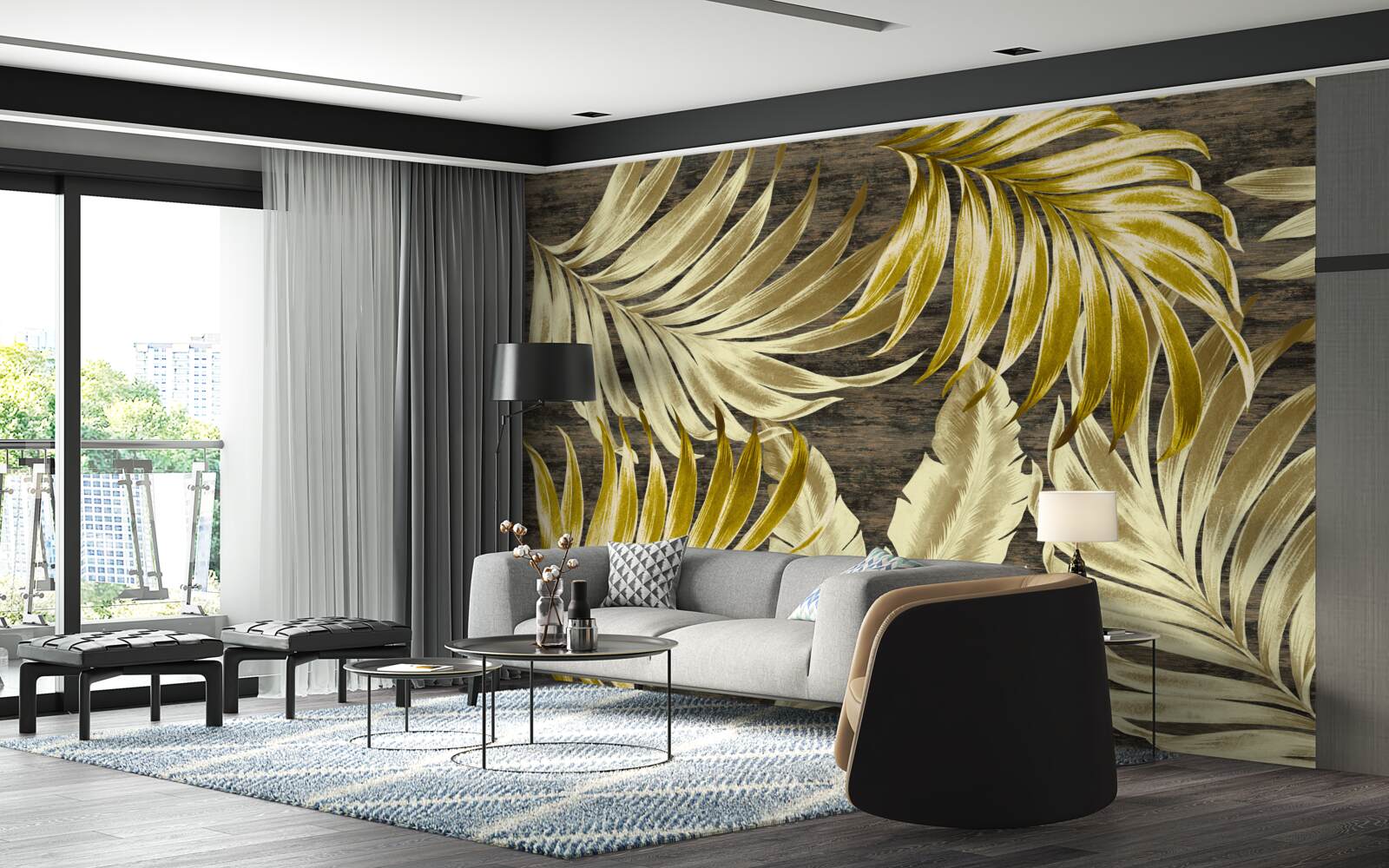 Papier peint feuilles d'arbres tropicaux