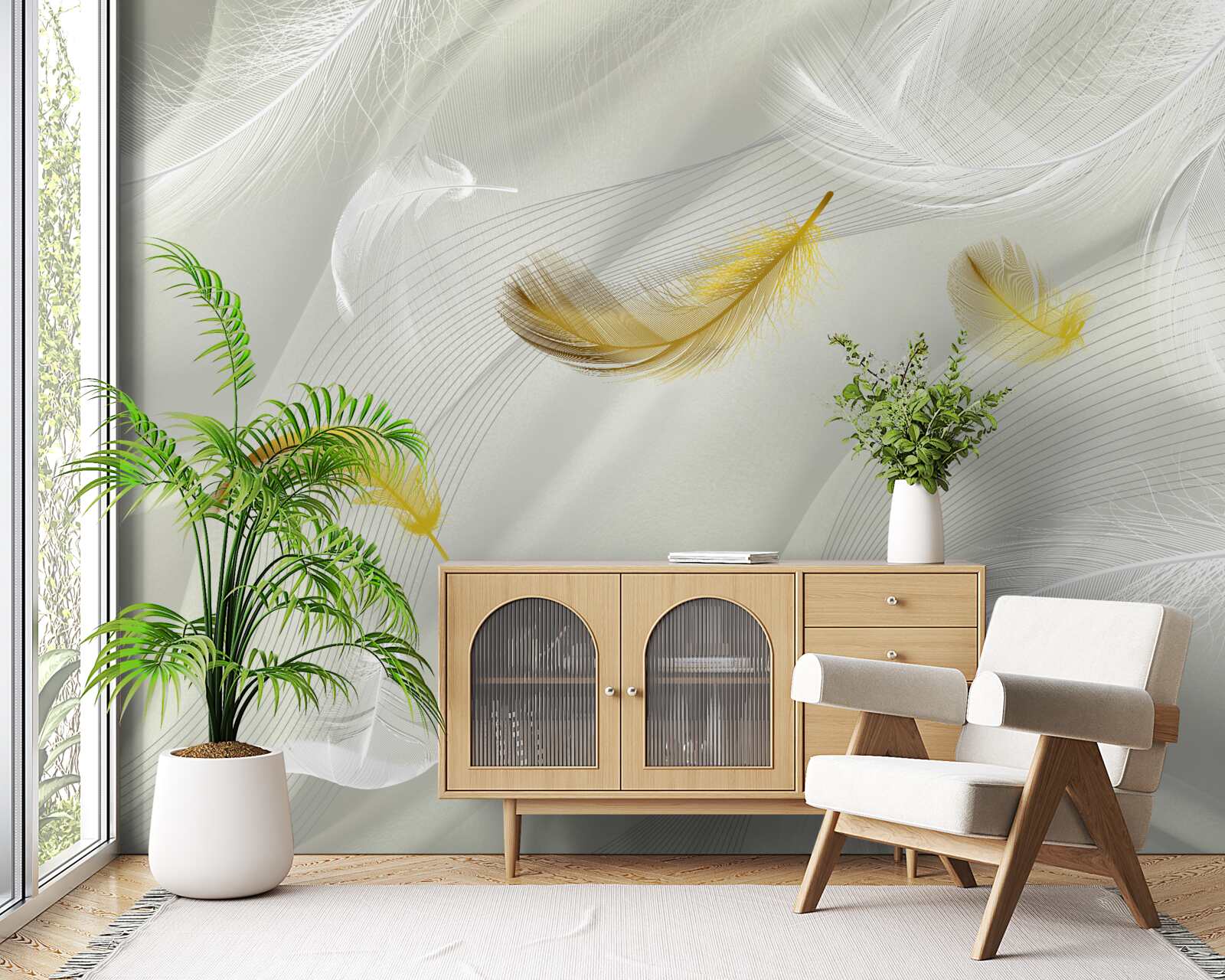 Papier peint ailes d'or en vol