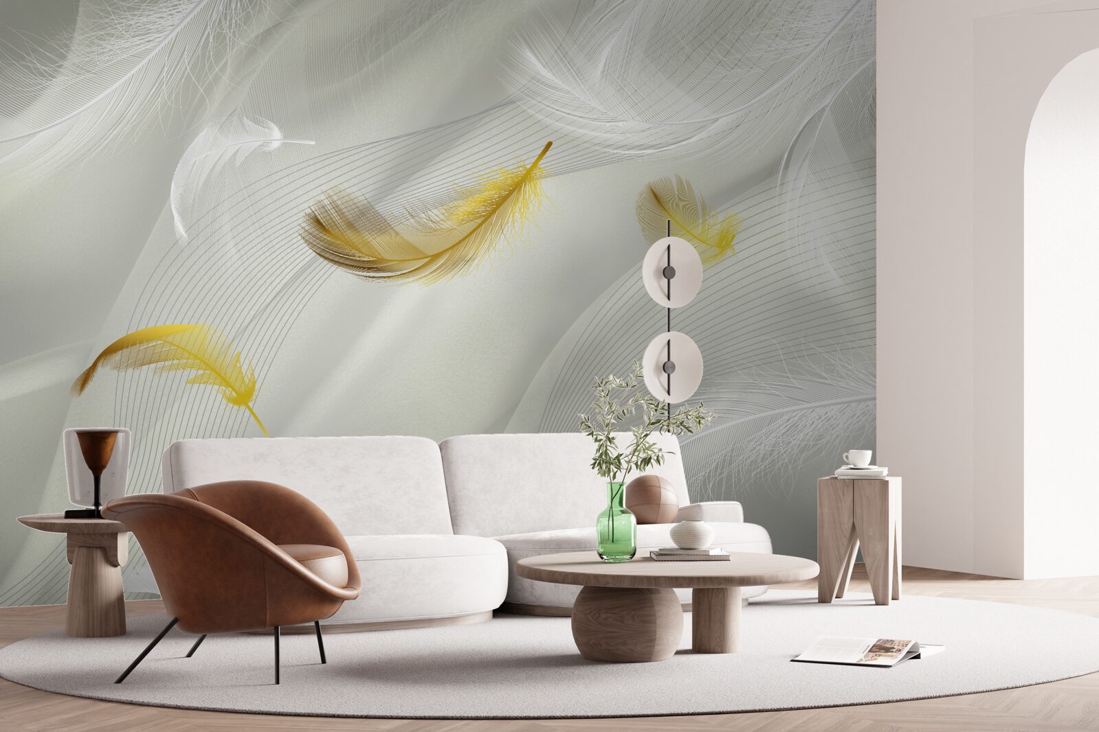 Papier peint ailes d'or en vol