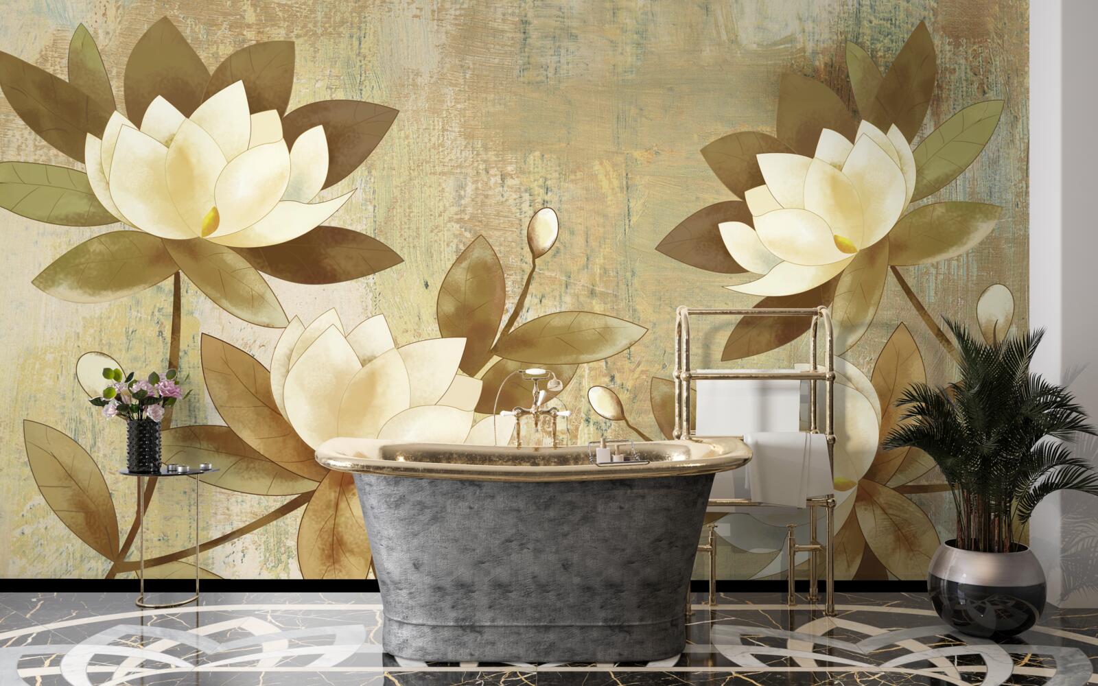 Papier peint peinture aquarelle du lotus