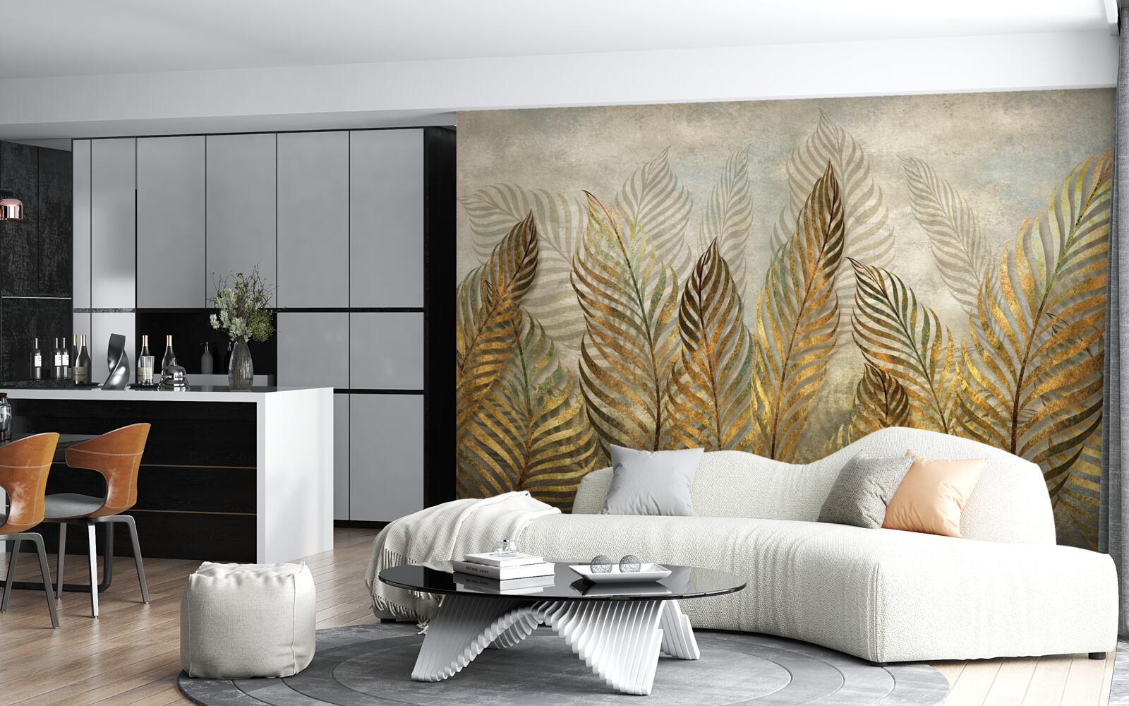 Papier peint feuilles de fougère gracieuses