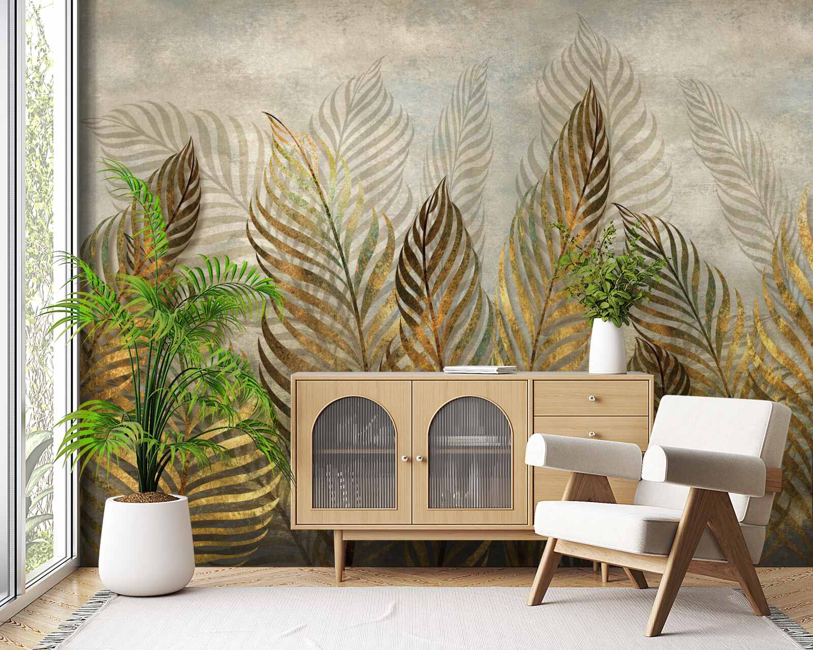 Papier peint feuilles de fougère gracieuses