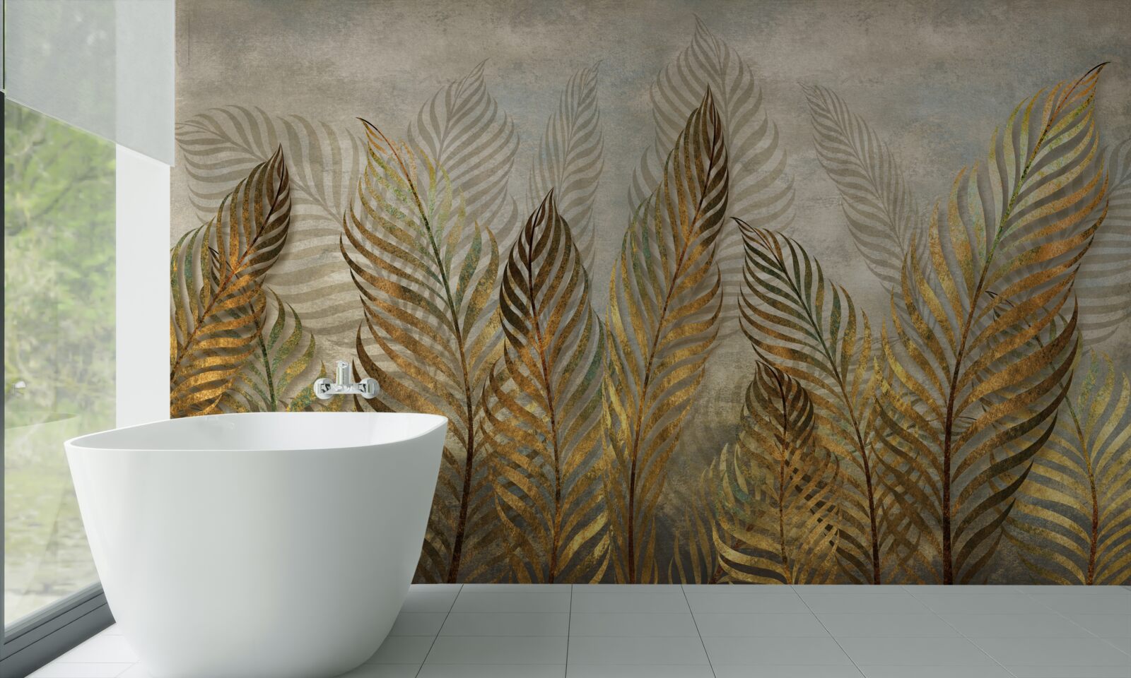 Papier peint feuilles de fougère gracieuses