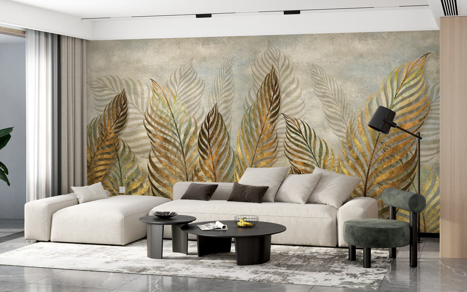 Papier peint feuilles de fougère gracieuses