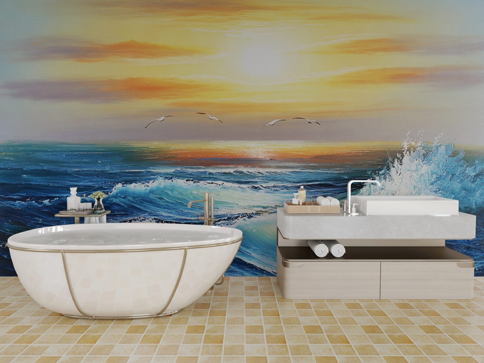 Papier peint vagues de l'océan en colère