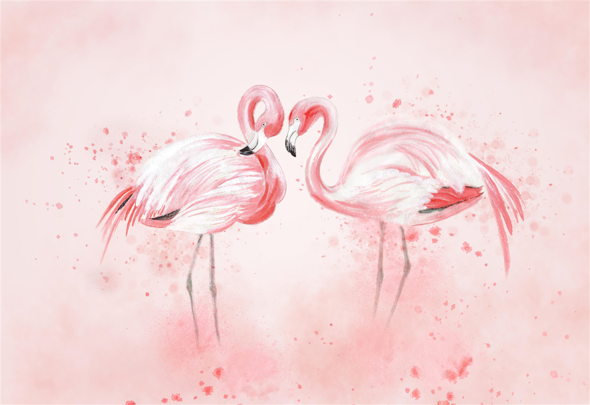 Papier peint deux flamants roses