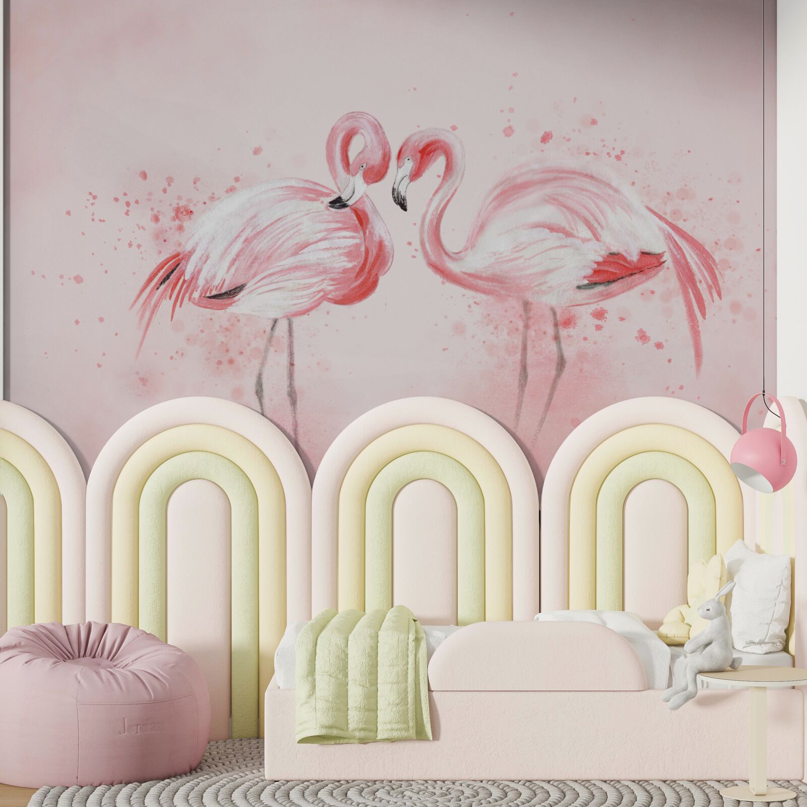 Papier peint deux flamants roses