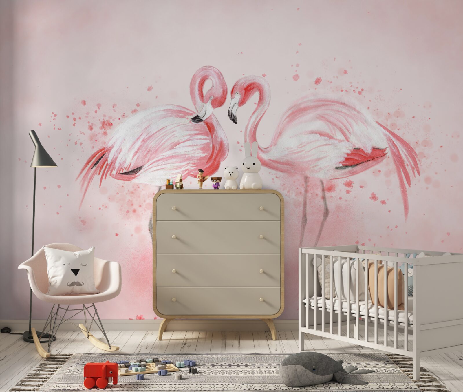 Papier peint deux flamants roses