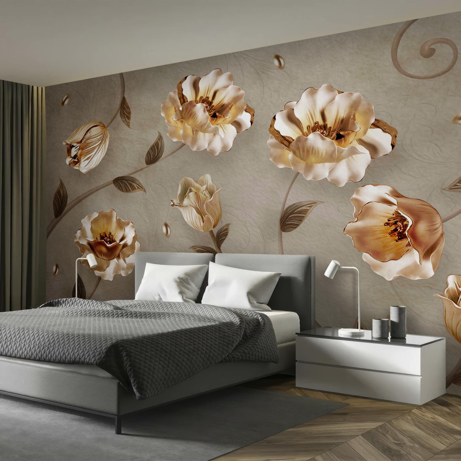 Papier peint des fleurs en or