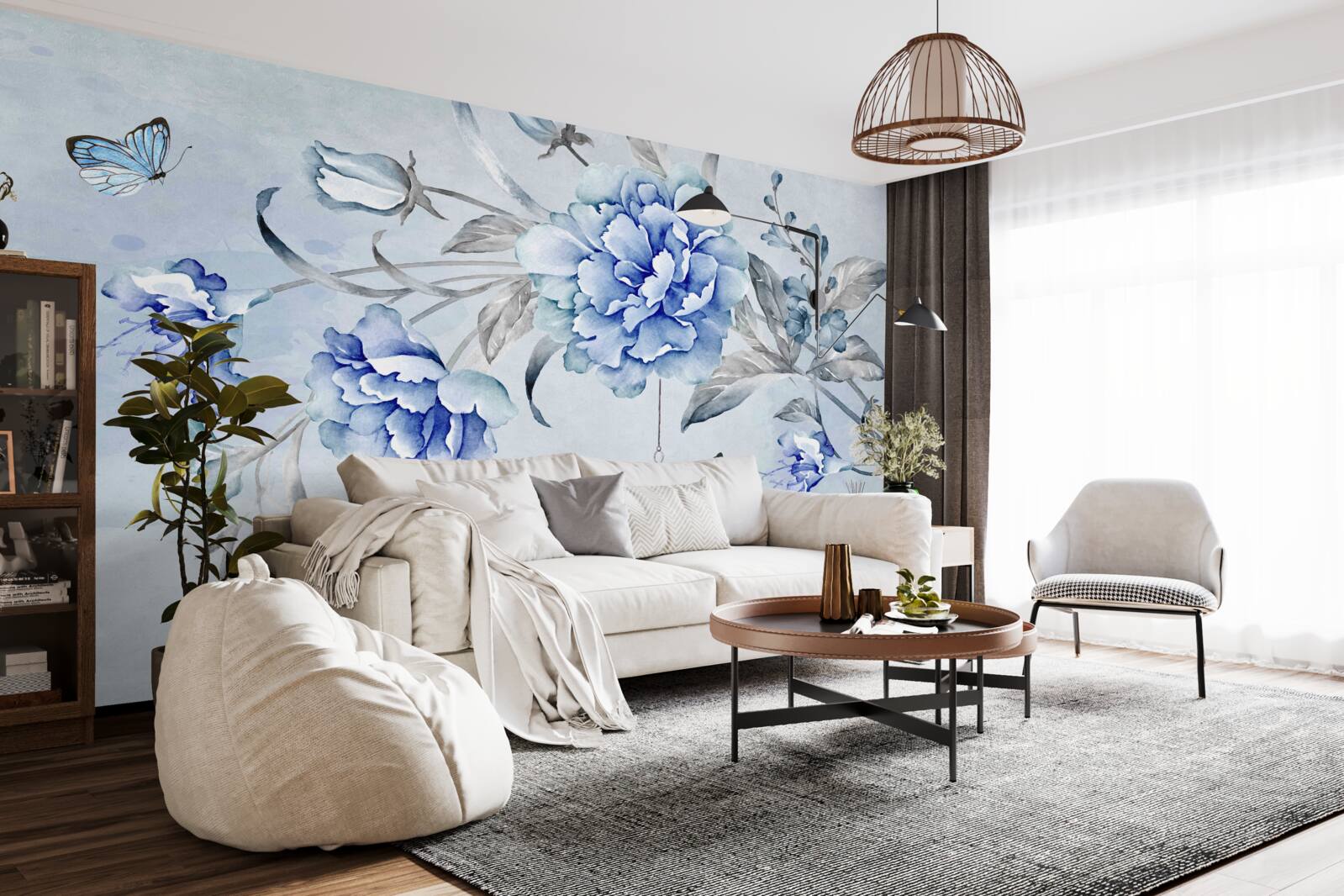 Papier peint un brin de mimosas bleus