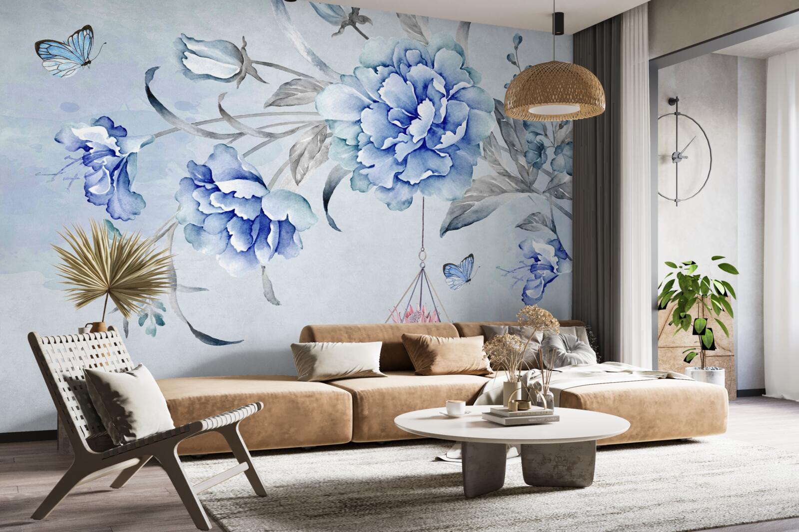 Papier peint un brin de mimosas bleus