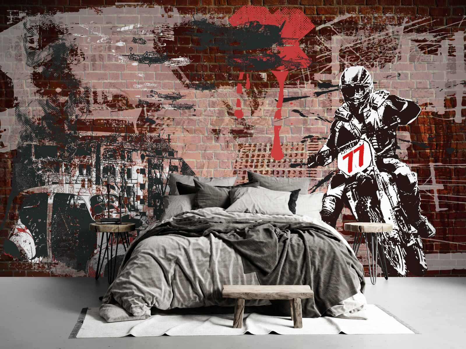 Papier peint cycliste sur une moto