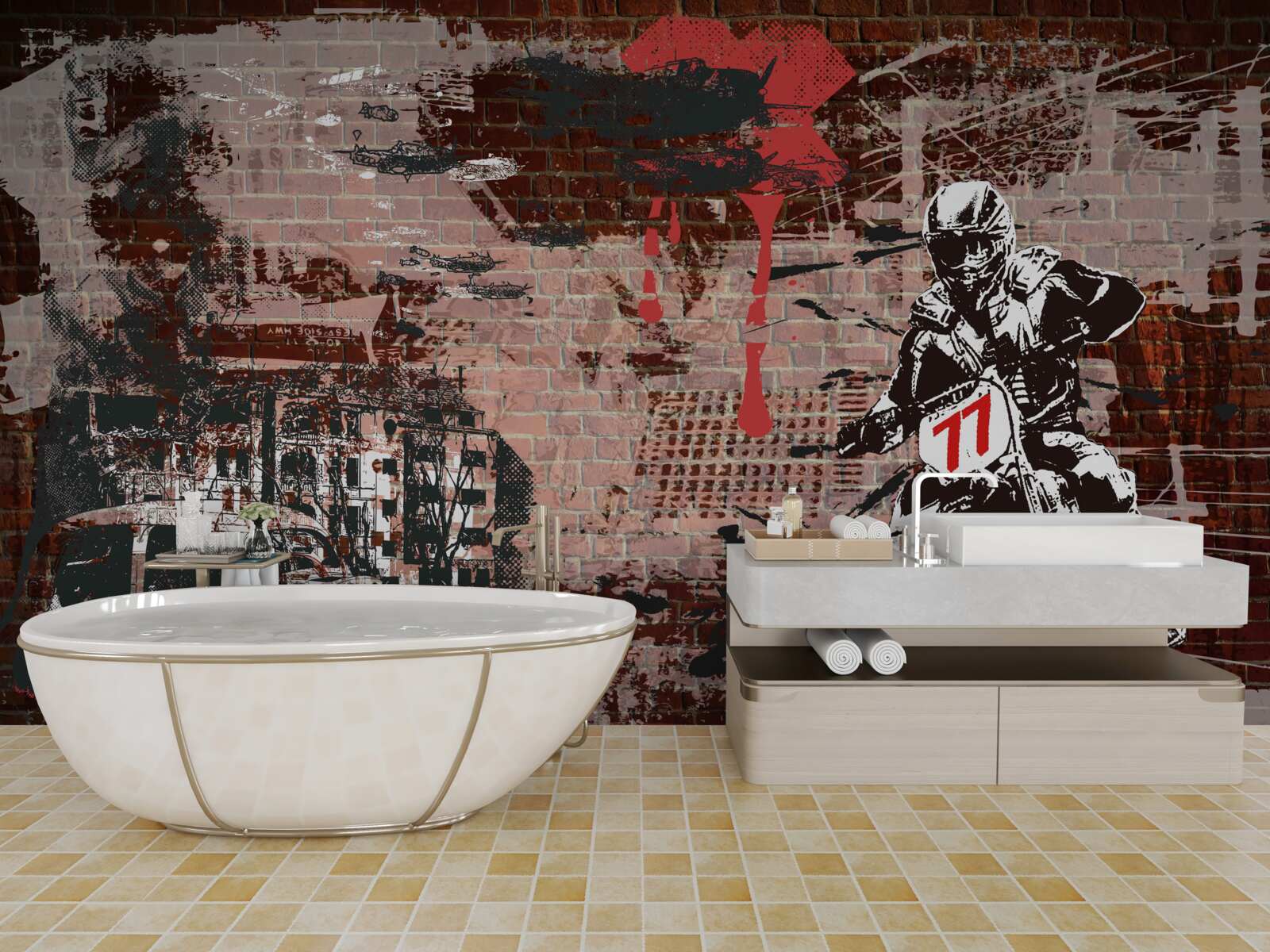 Papier peint cycliste sur une moto