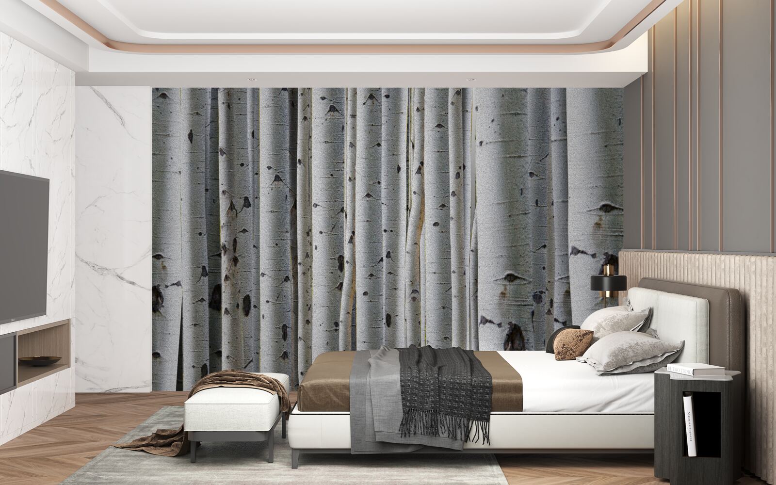 Papier peint forêt de bouleaux