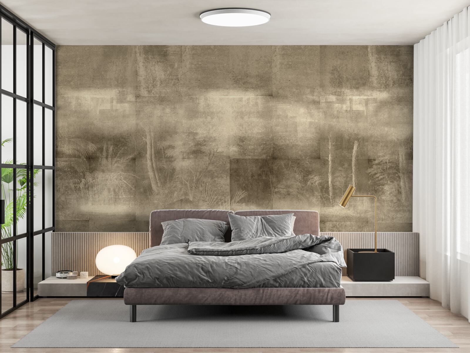 Papier peint pluie de nuit en tons sépia