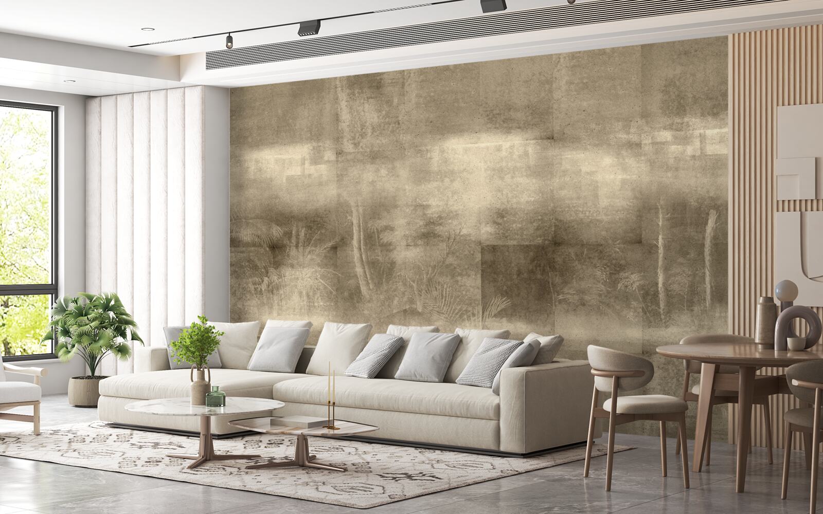 Papier peint pluie de nuit en tons sépia