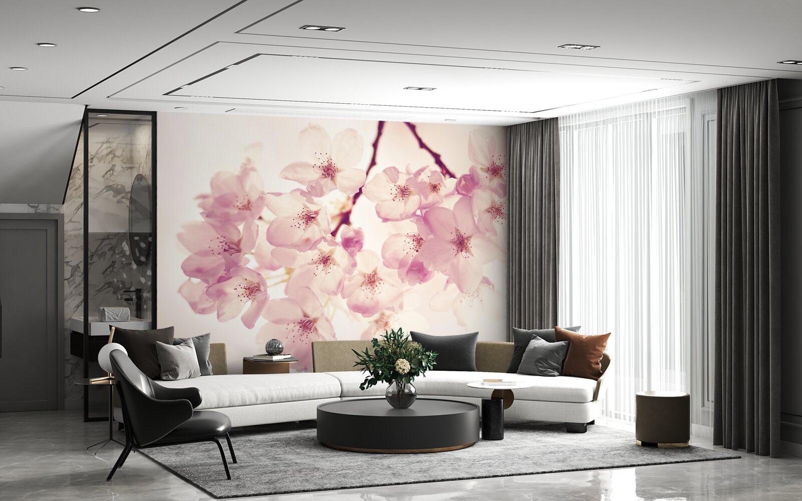 Papier peint les fleurs de cerisier sauvage, pleines de délicatesse