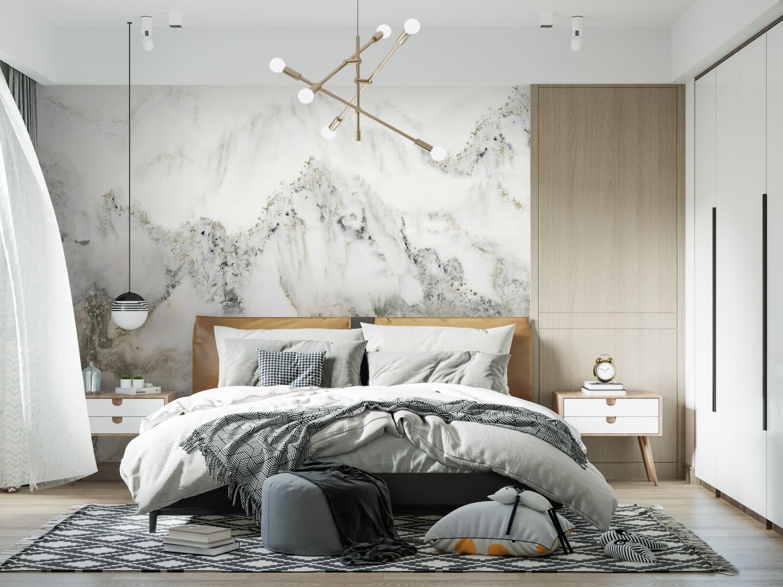 Papier peint pluie dans le jardin japonais