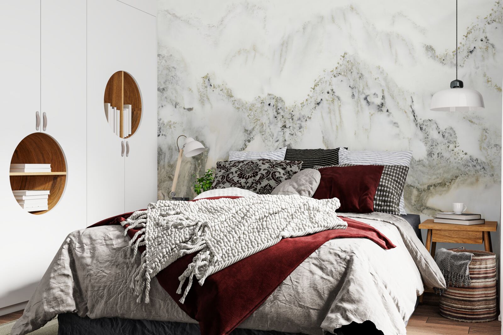 Papier peint pluie dans le jardin japonais