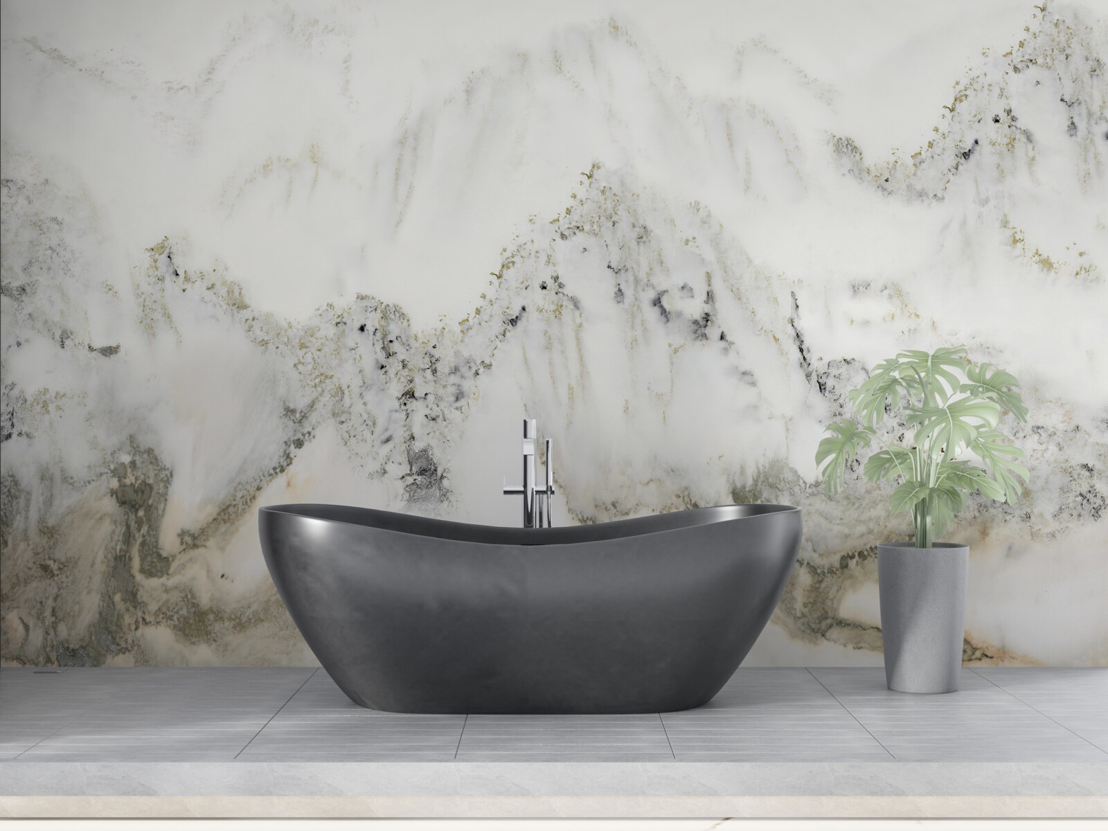 Papier peint pluie dans le jardin japonais