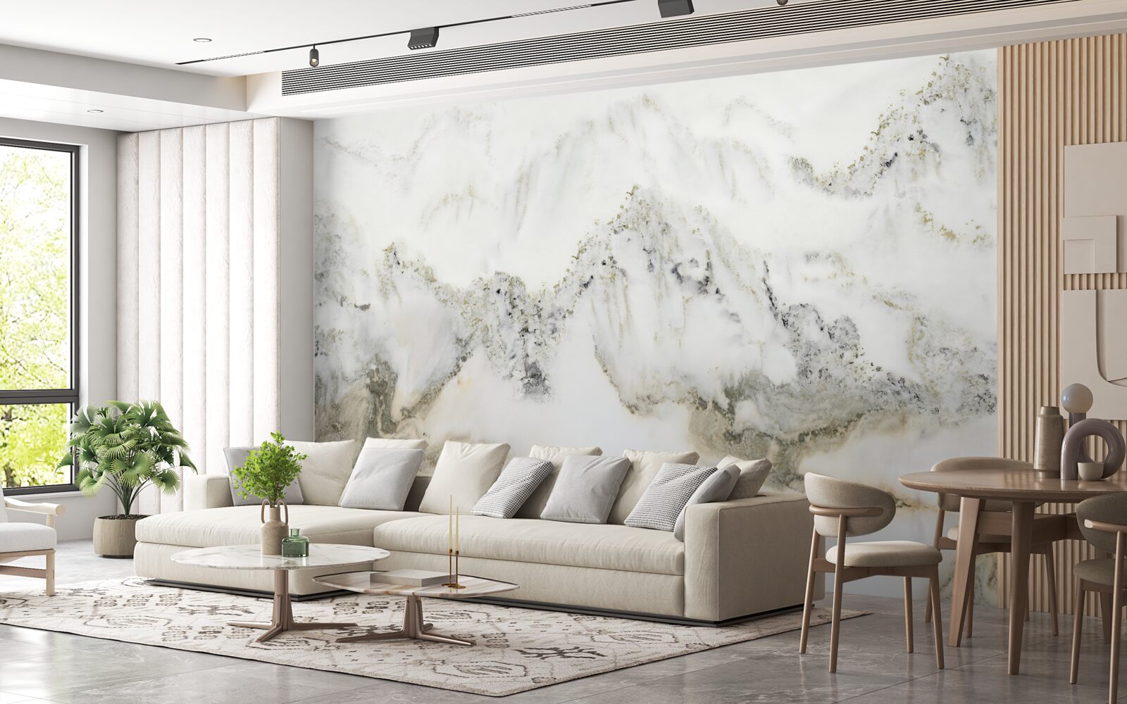 Papier peint pluie dans le jardin japonais