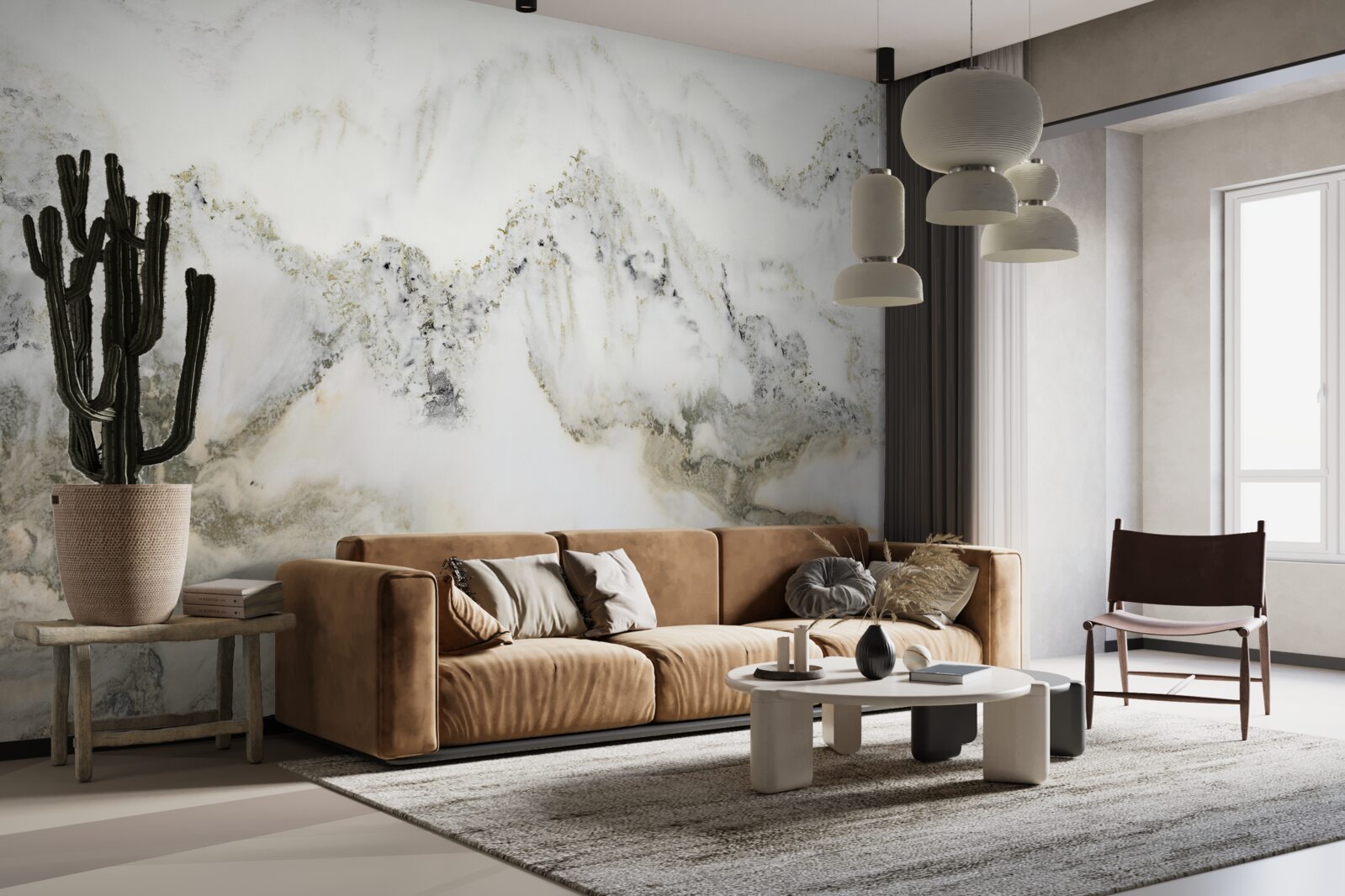 Papier peint pluie dans le jardin japonais