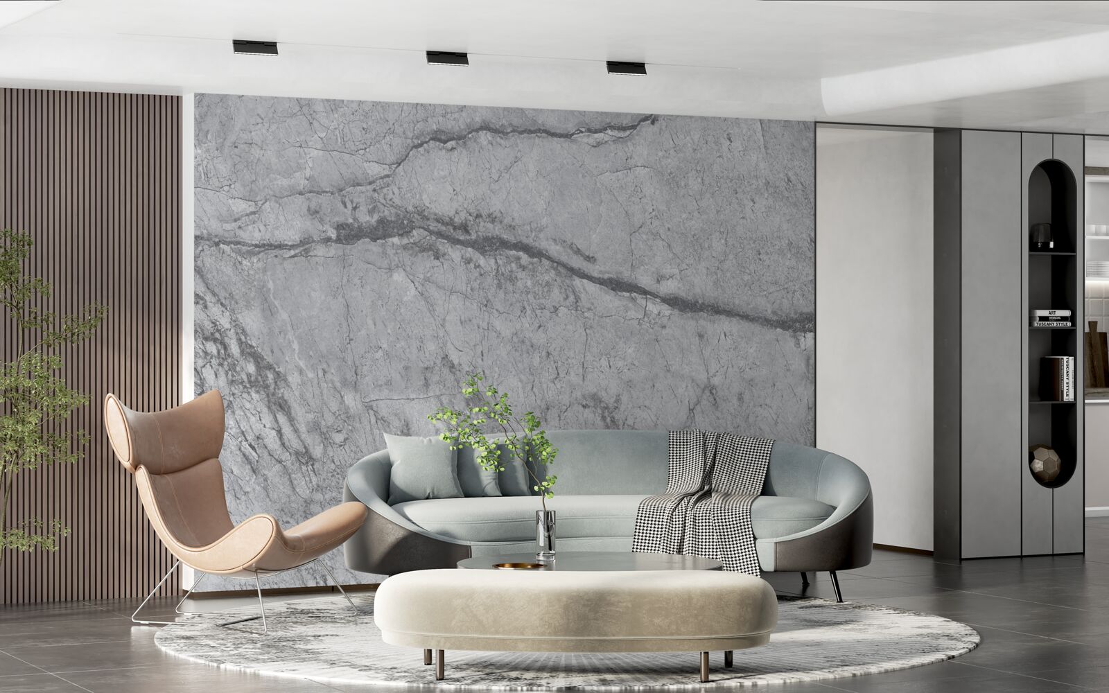 Papier peint marbre gris