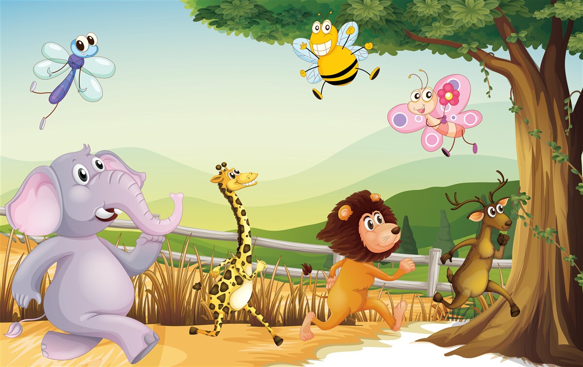 Papier peint animaux courant dans le champ