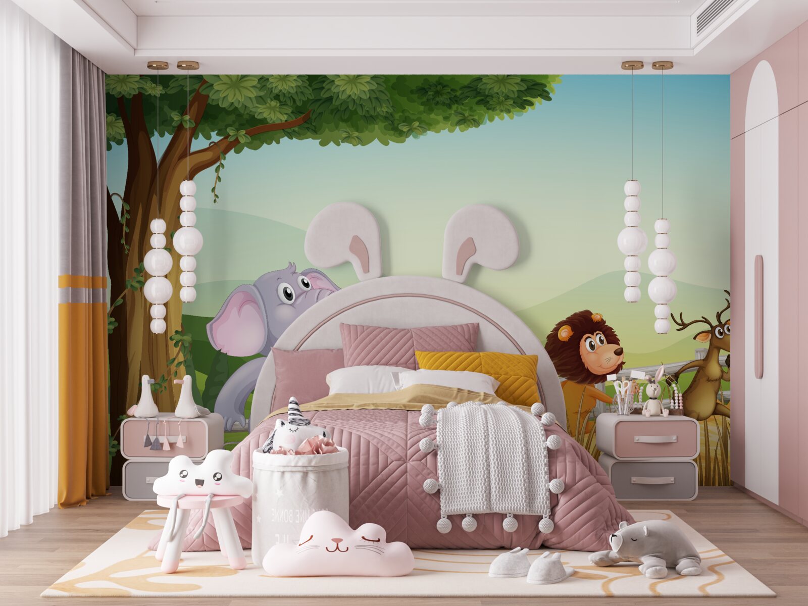 Papier peint animaux pour enfants en mouvement