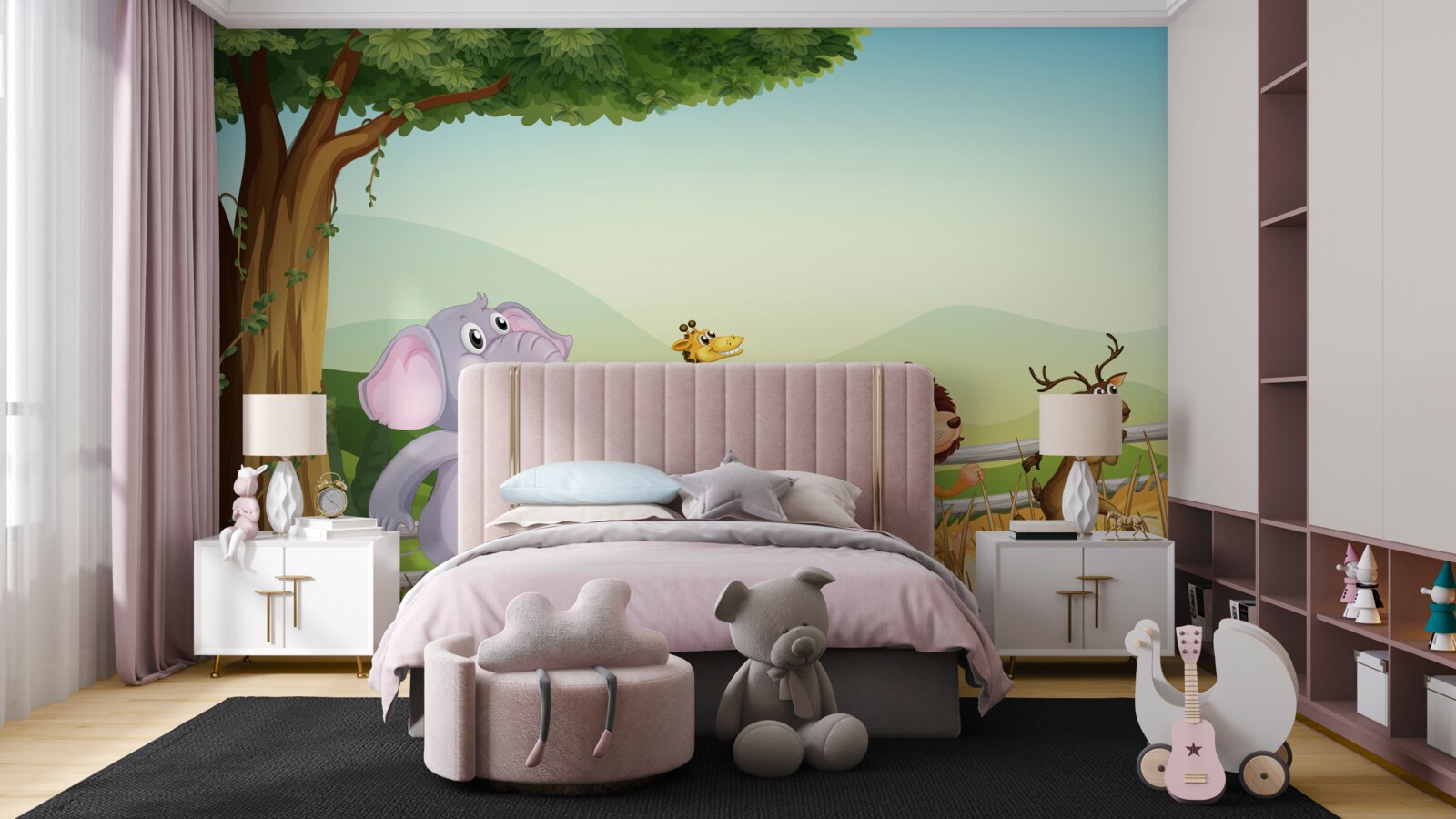 Papier peint animaux pour enfants en mouvement