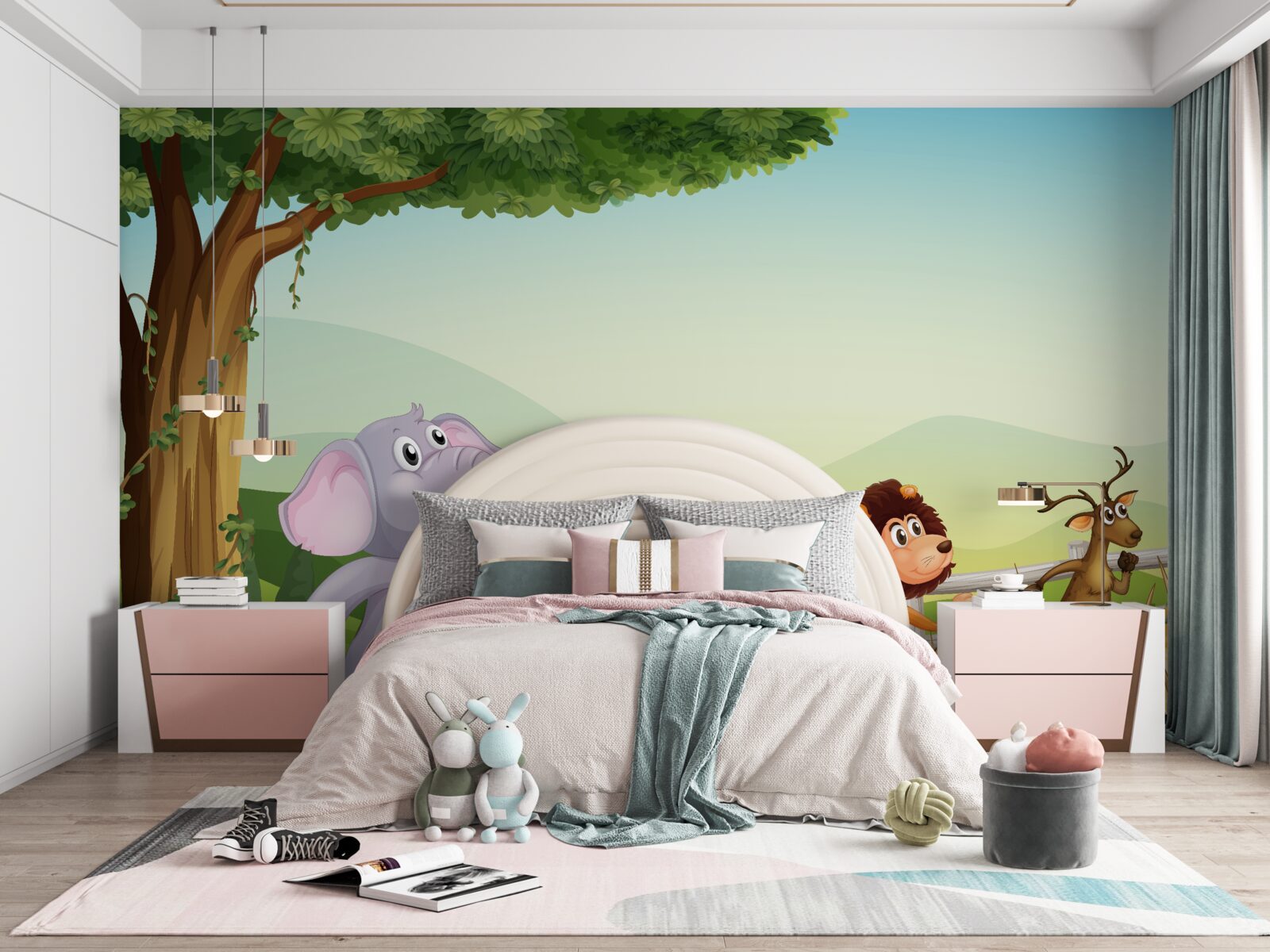 Papier peint animaux pour enfants en mouvement