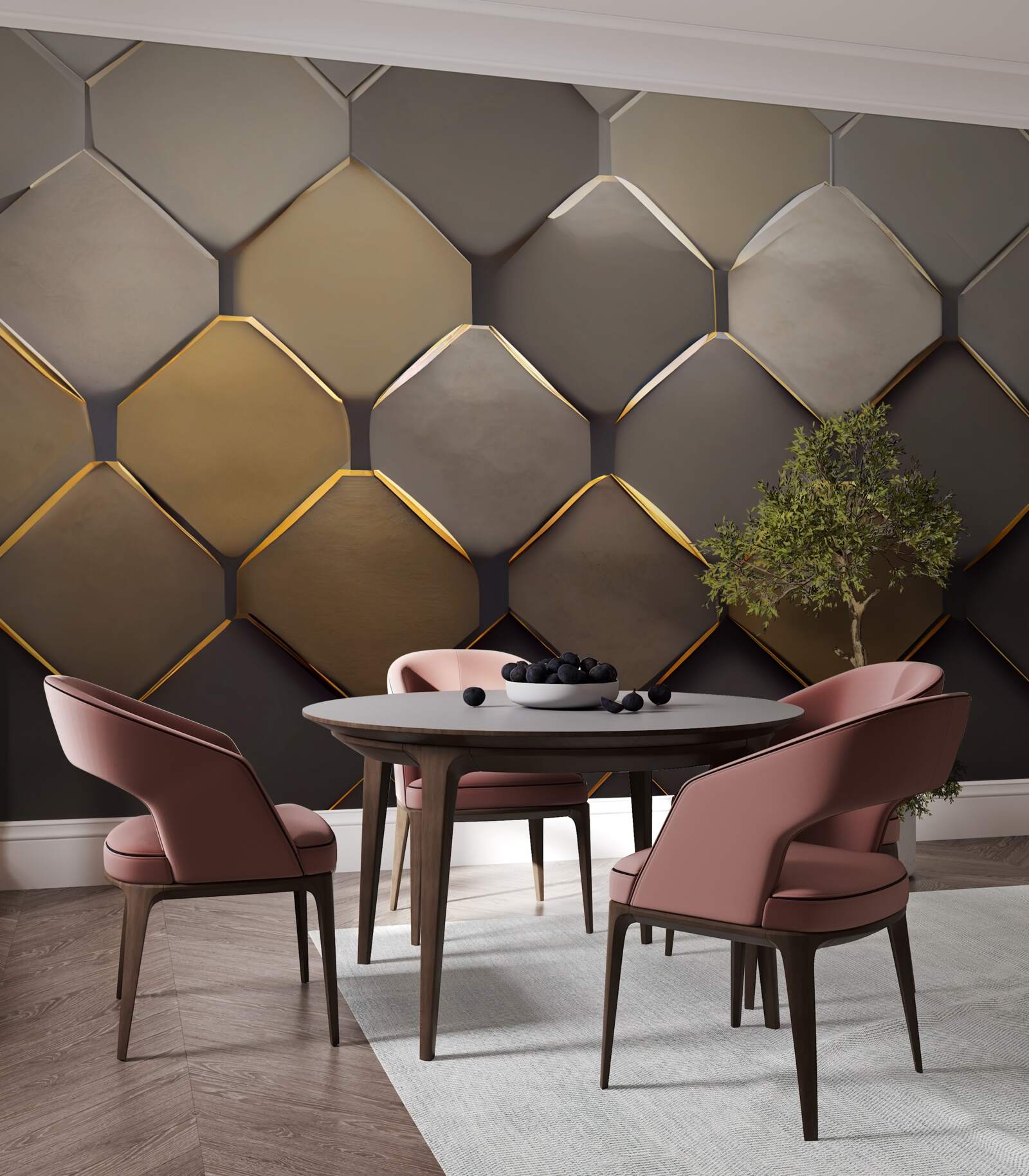 Papier peint carrés métalliques