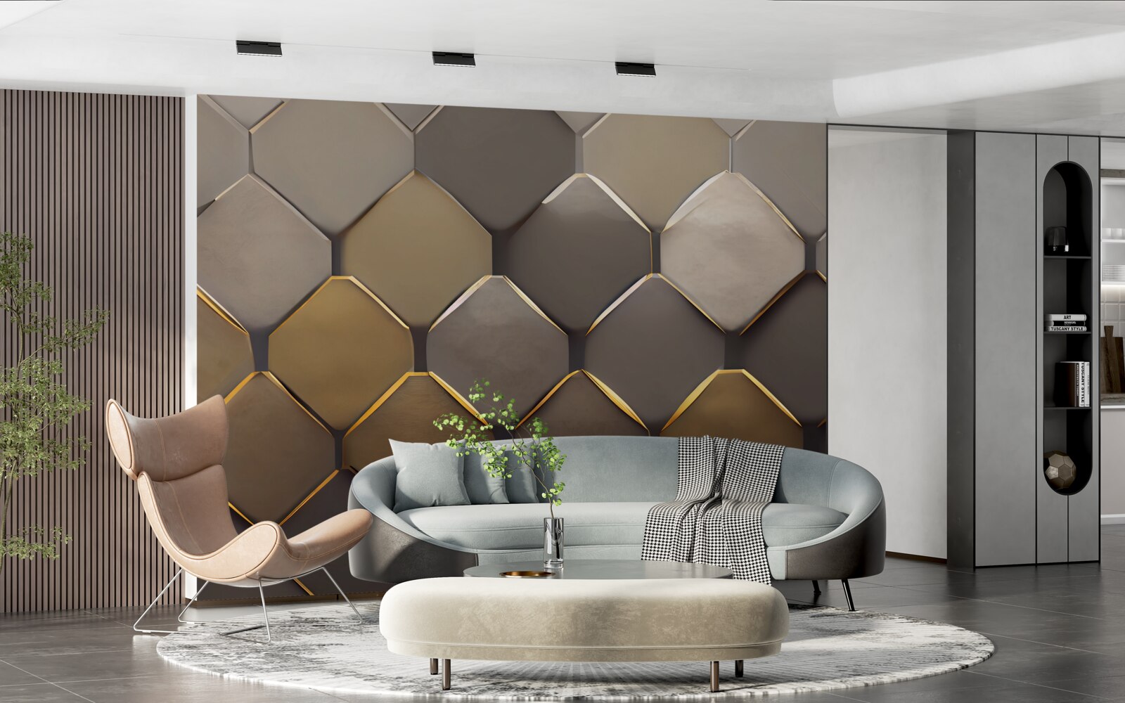 Papier peint carrés métalliques