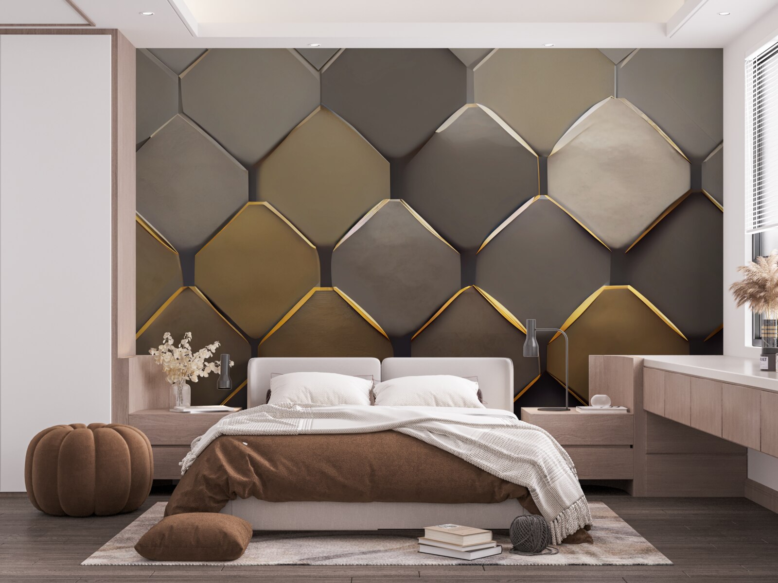 Papier peint carrés métalliques