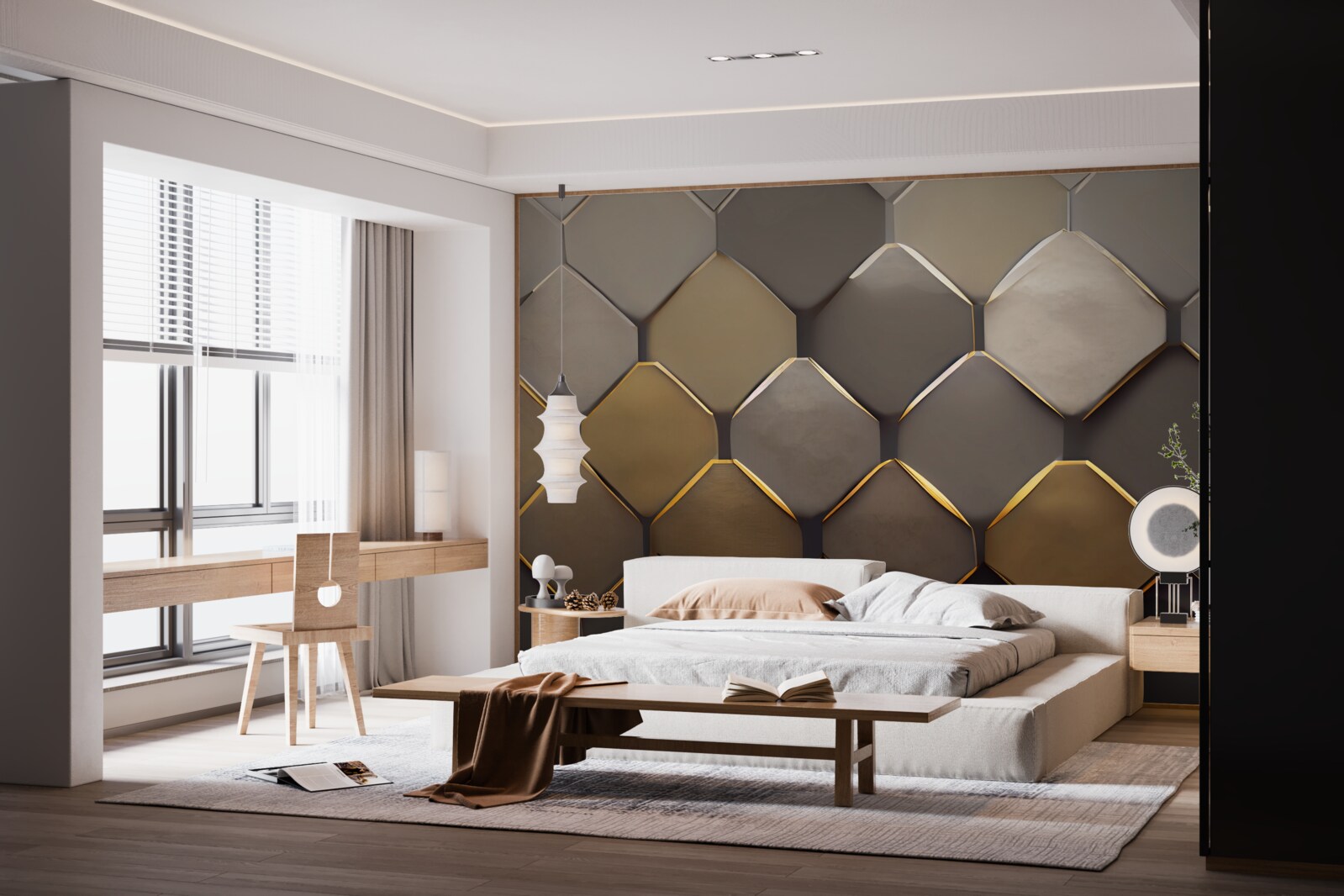 Papier peint carrés métalliques