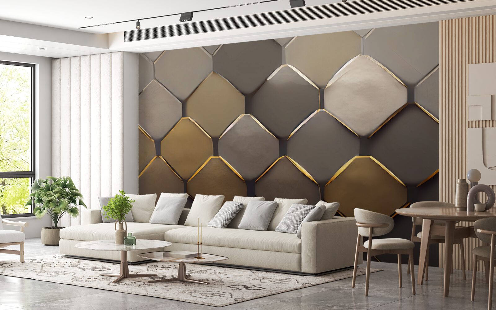 Papier peint carrés métalliques