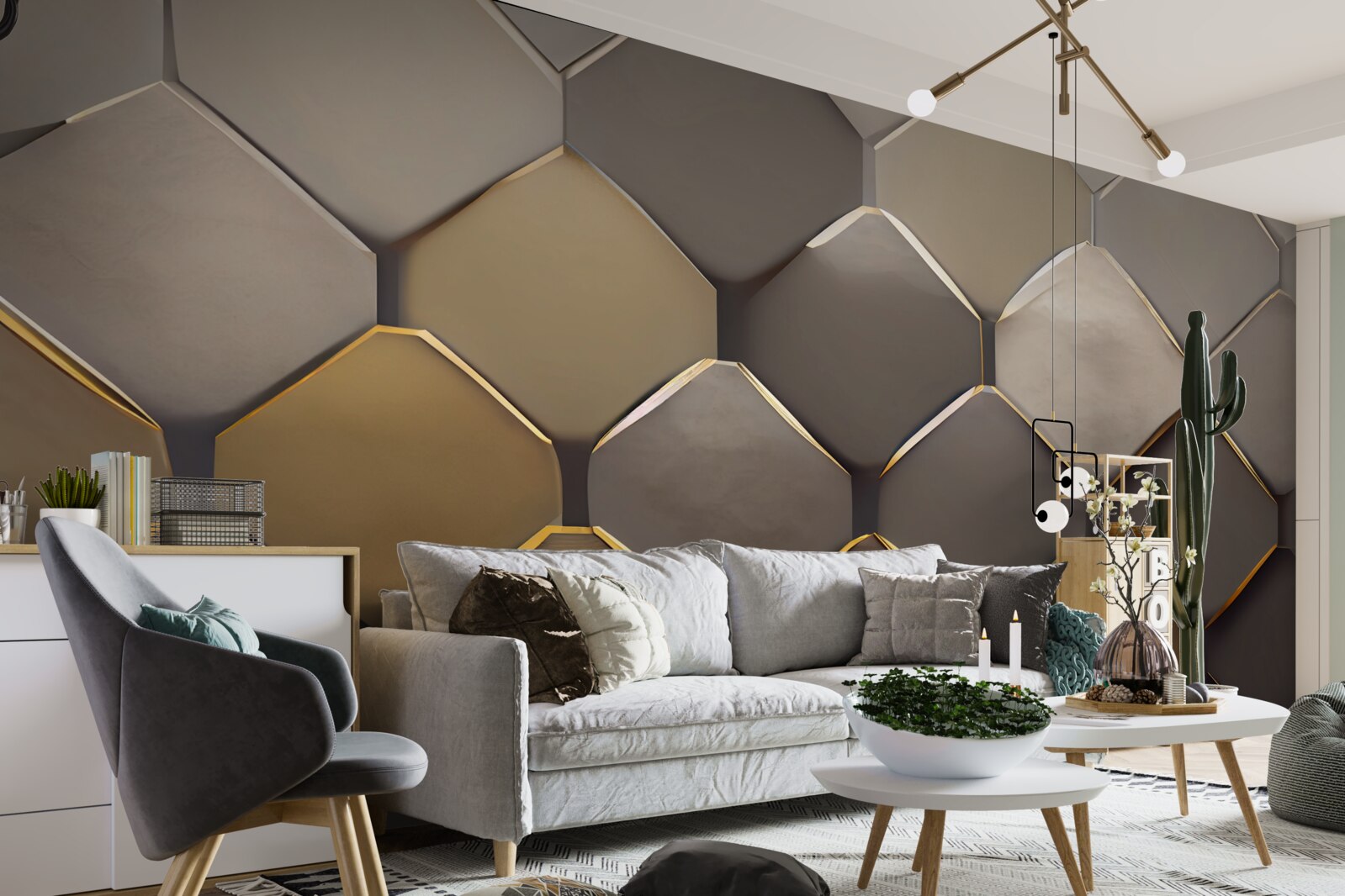 Papier peint carrés métalliques