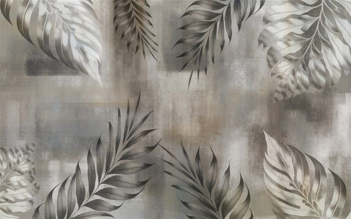 Papier peint feuilles de monstera en noir et blanc