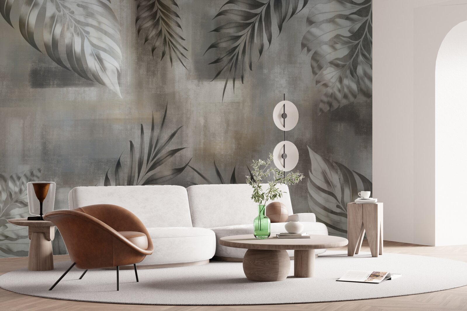 Papier peint feuilles de monstera en noir et blanc