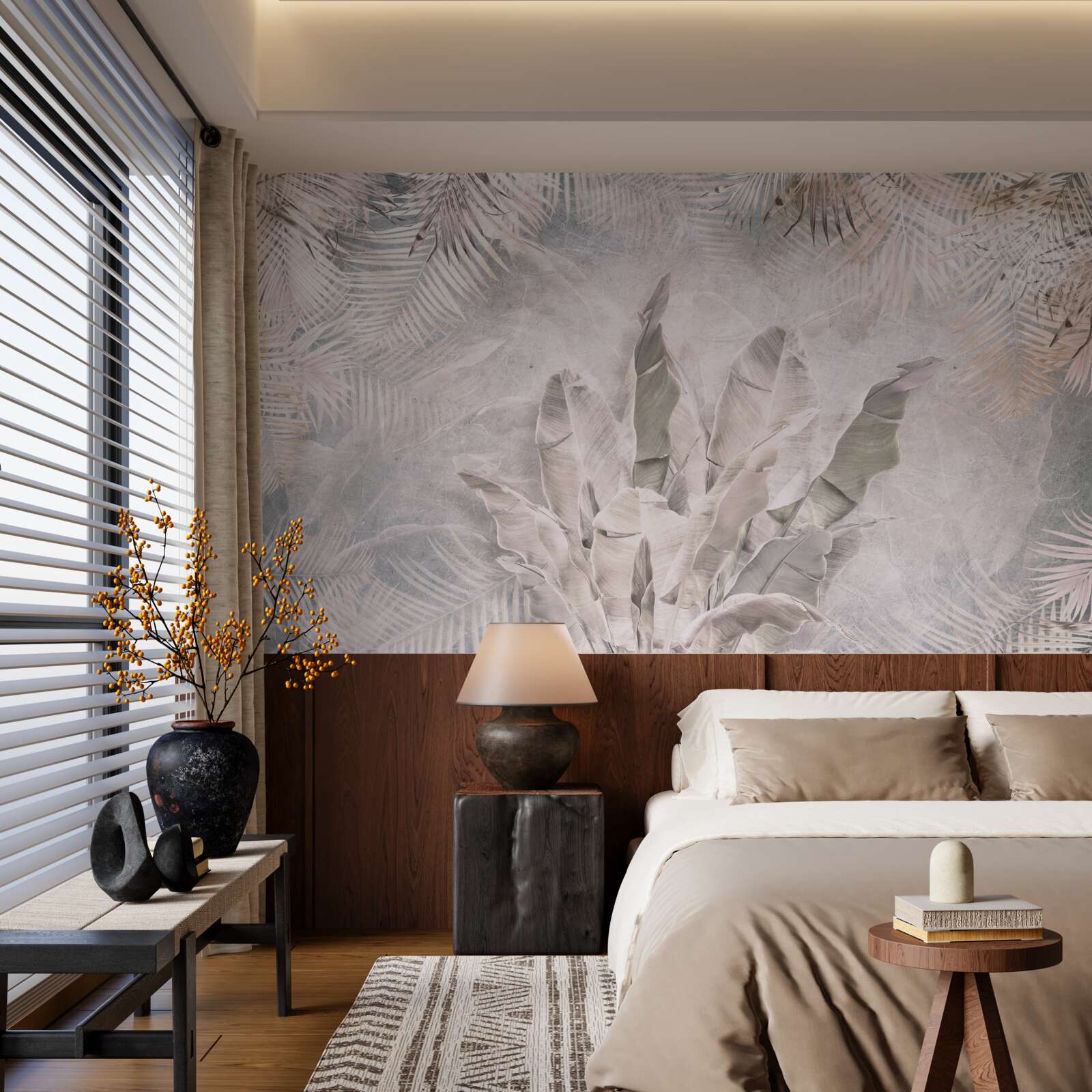 Papier peint composition de feuillage tropical