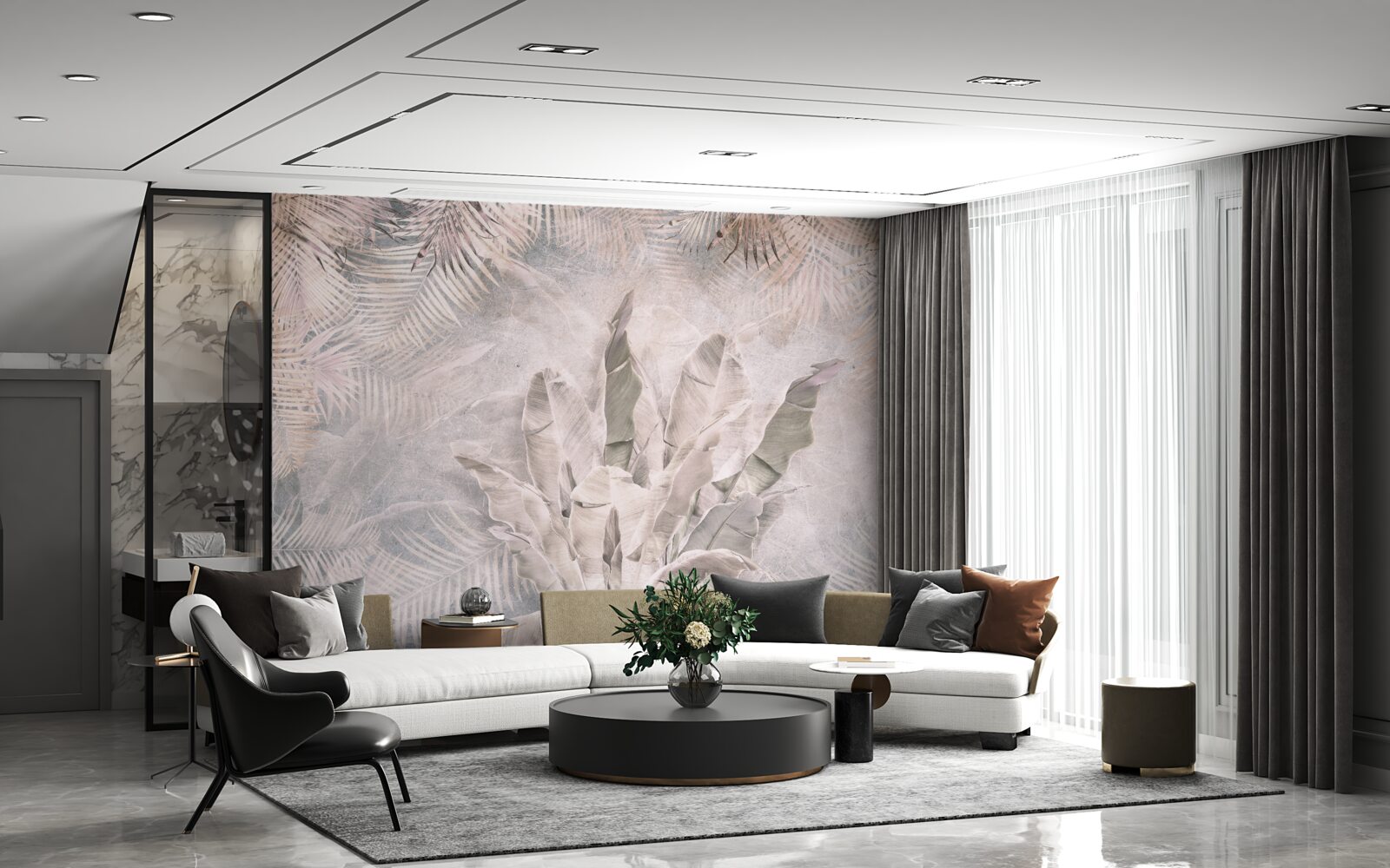 Papier peint composition de feuillage tropical