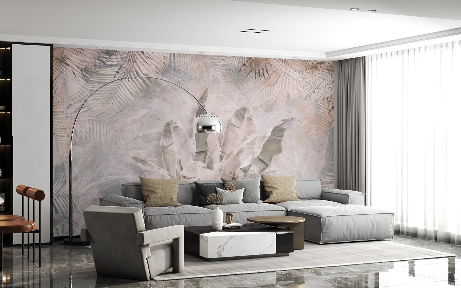 Papier peint composition de feuillage tropical