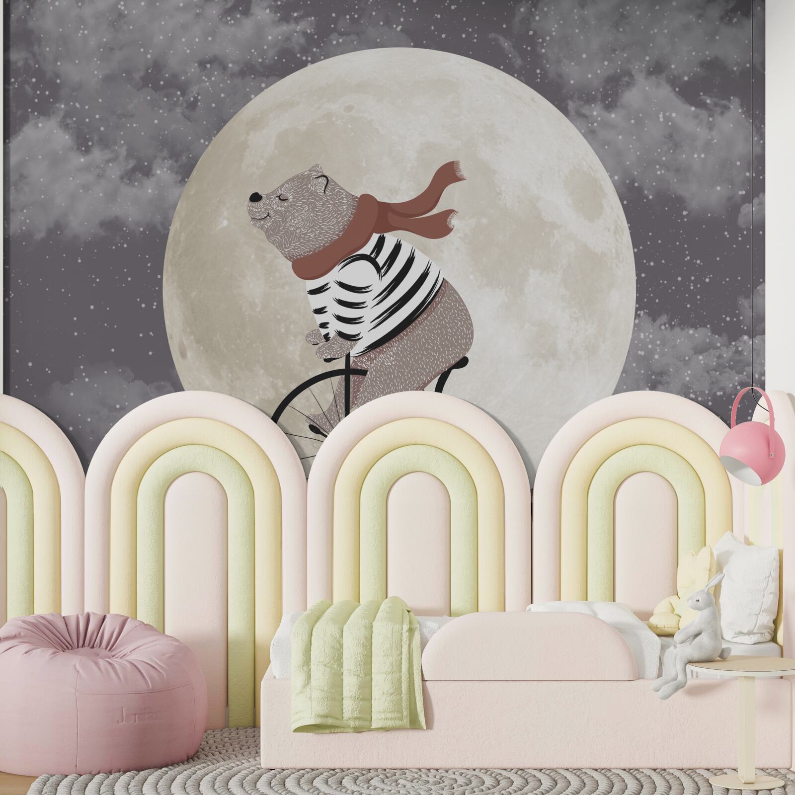 Papier peint panda de cirque sur un vélo