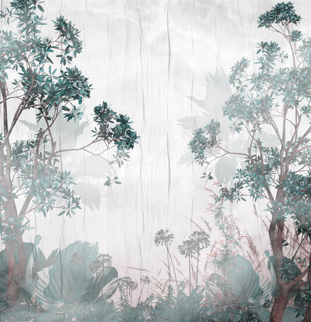 Papier peint la forêt est enveloppée d'un temps pluvieux