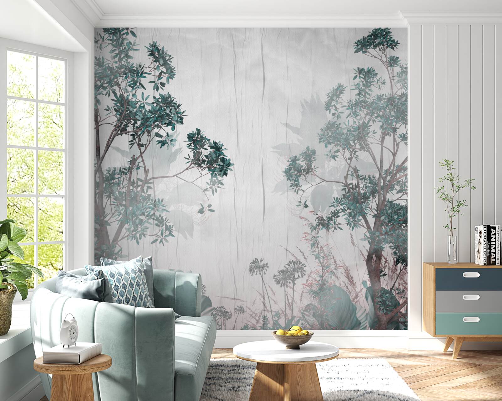 Papier peint la forêt est enveloppée d'un temps pluvieux