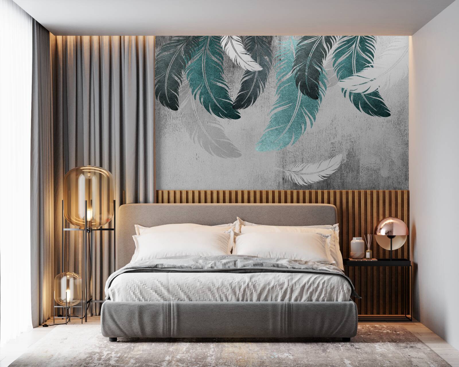 Papier peint les grandes feuilles pennées tombent