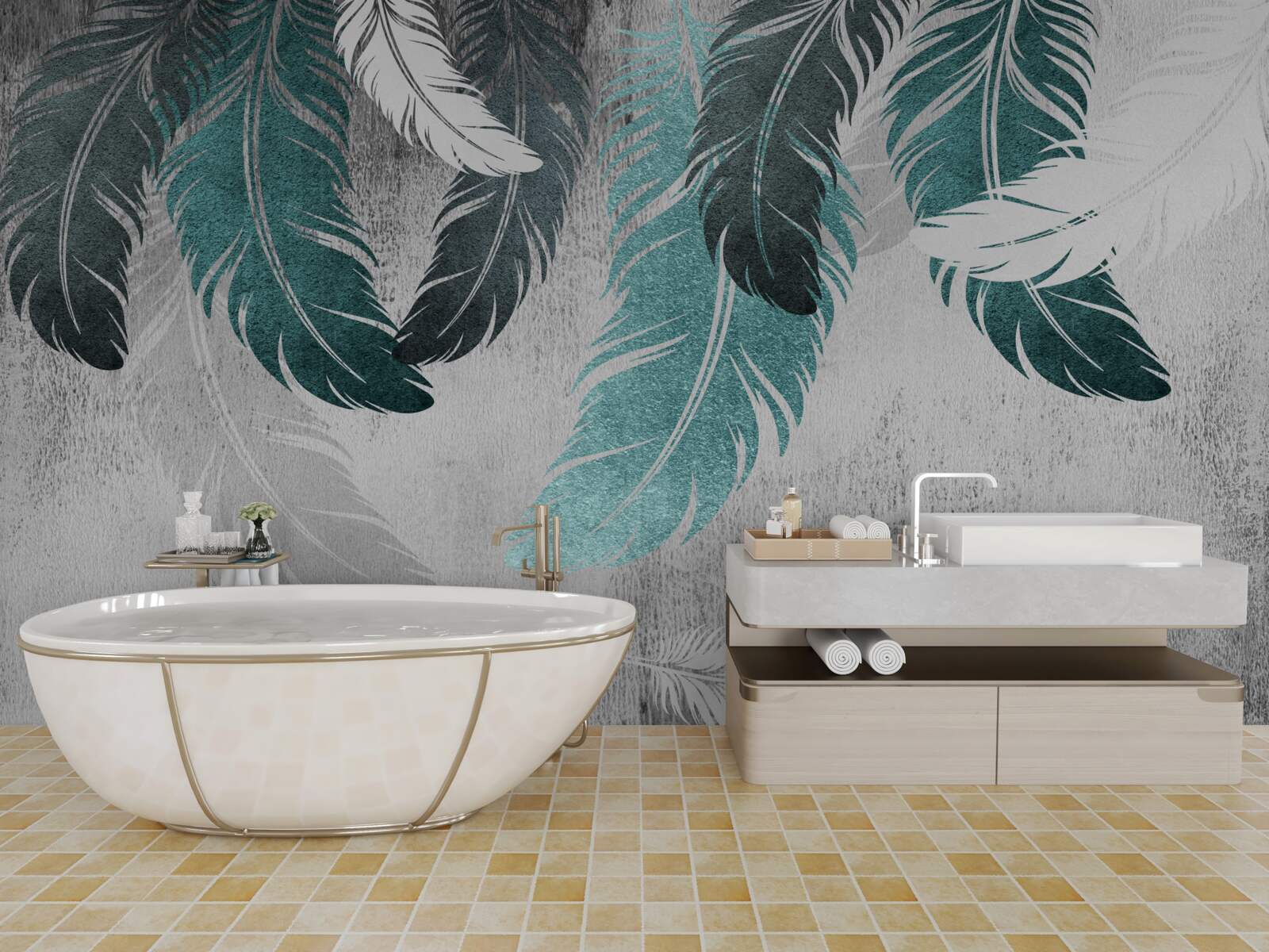 Papier peint les grandes feuilles pennées tombent